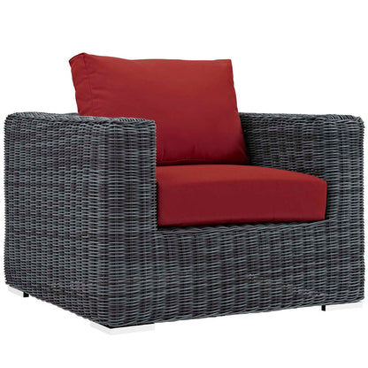 Summon 3 Piece Outdoor Patio Sunbrella® Sectional Set - Canvas Red