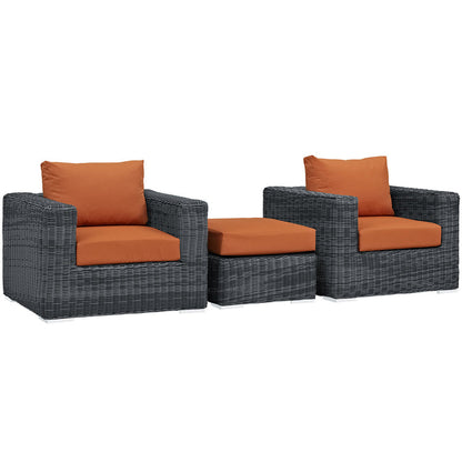 Summon 3 Piece Outdoor Patio Sunbrella® Sectional Set - Canvas Tuscan