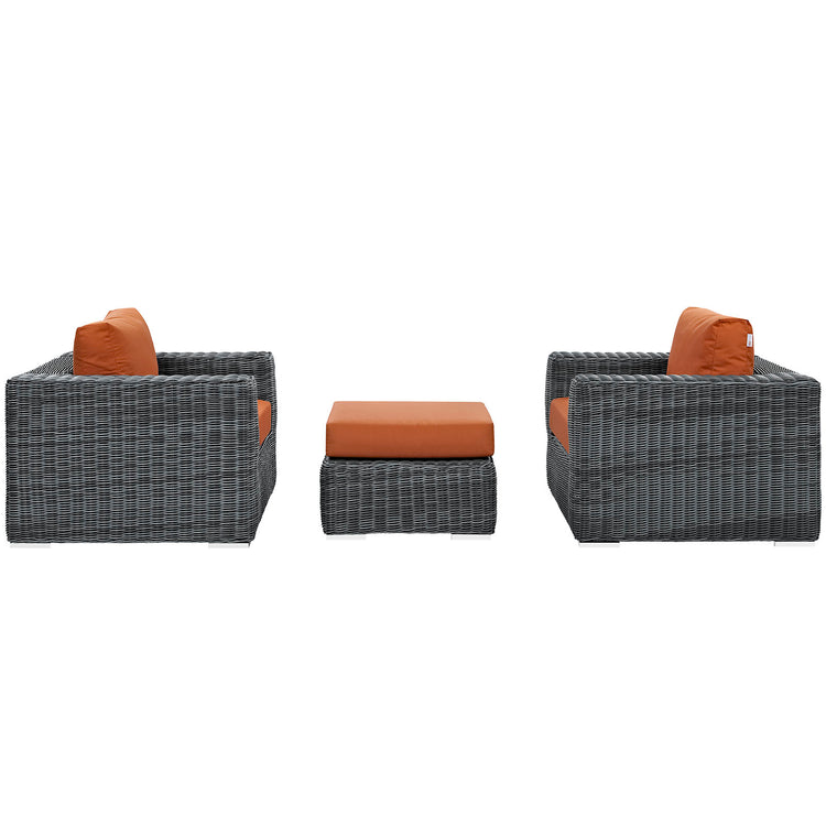 Summon 3 Piece Outdoor Patio Sunbrella® Sectional Set - Canvas Tuscan