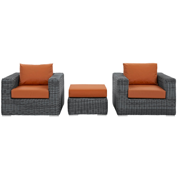 Summon 3 Piece Outdoor Patio Sunbrella® Sectional Set - Canvas Tuscan