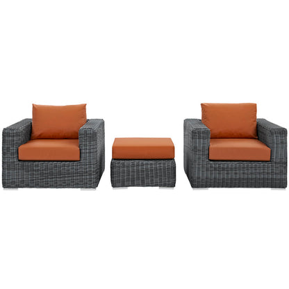 Summon 3 Piece Outdoor Patio Sunbrella® Sectional Set - Canvas Tuscan