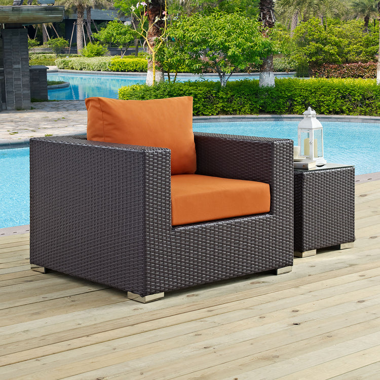 Convene Outdoor Patio Armchair - Espresso Orange