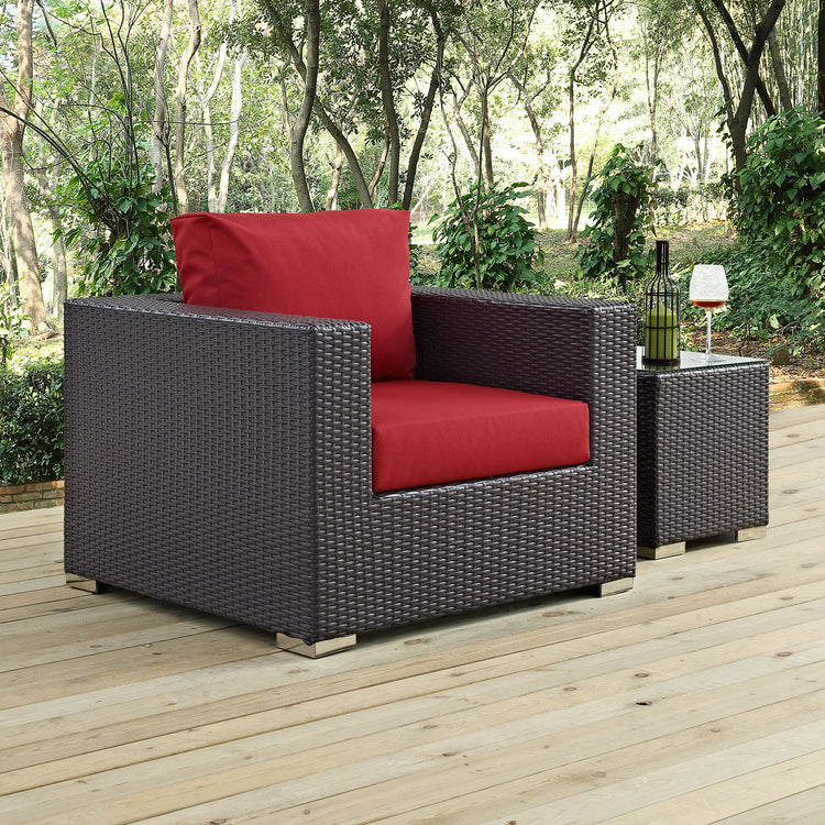 Convene Outdoor Patio Armchair - Espresso Red