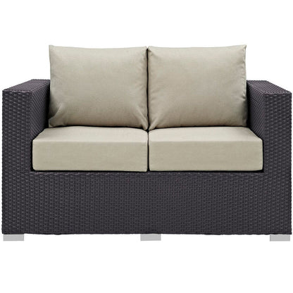 Convene 4 Piece Set Outdoor Patio with Fire Pit - Espresso Beige