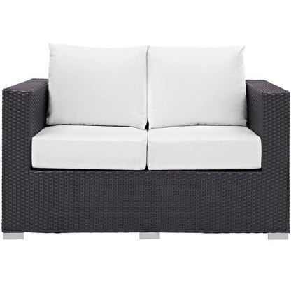 Convene 4 Piece Set Outdoor Patio with Fire Pit - Espresso White