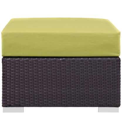 Convene Outdoor Patio Fabric Square Ottoman - Espresso Peridot