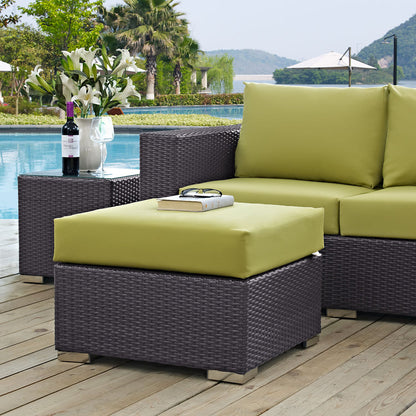 Convene Outdoor Patio Fabric Square Ottoman - Espresso Peridot