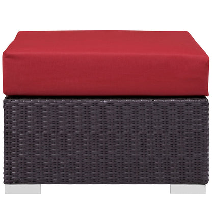 Convene 3 Piece Set Outdoor Patio with Fire Pit - Espresso Red