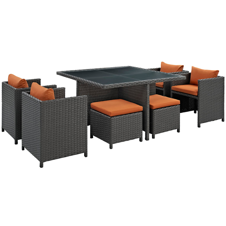 Sojourn 9 Piece Outdoor Patio Sunbrella® Dining Set - Canvas Tuscan