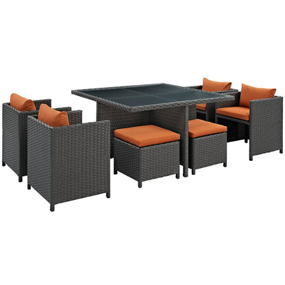 Sojourn 9 Piece Outdoor Patio Sunbrella® Dining Set - Canvas Tuscan