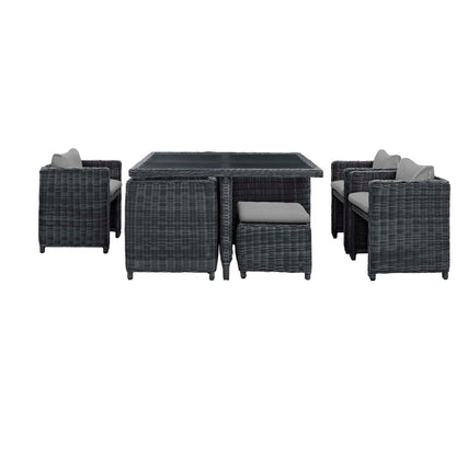 Summon 9 Piece Outdoor Patio Sunbrella® Dining Set - Canvas Gray