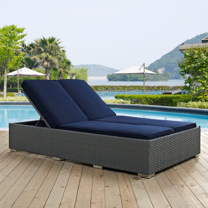 Sojourn Outdoor Patio Sunbrella® Double Chaise - Chocolate Navy