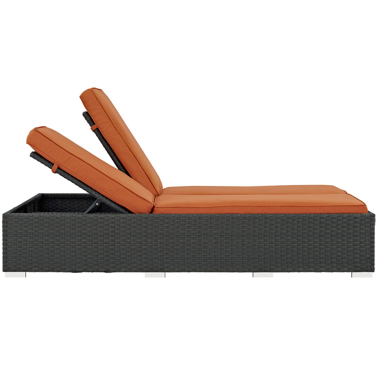 Sojourn Outdoor Patio Sunbrella® Double Chaise - Chocolate Tuscan
