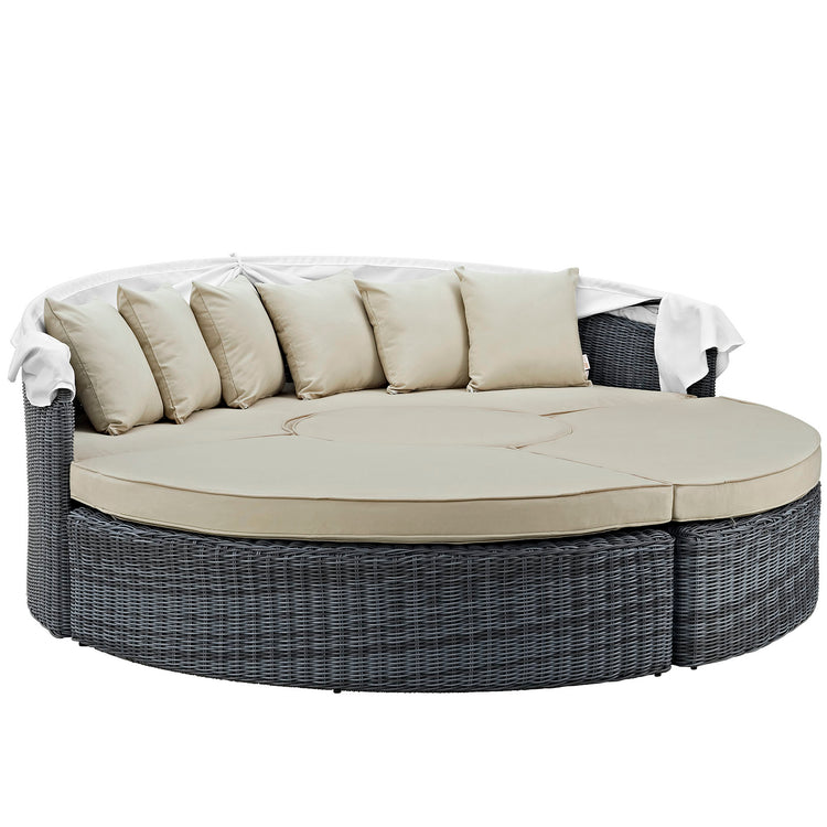 Summon Canopy Outdoor Patio Sunbrella® Daybed - Antique Canvas Beige