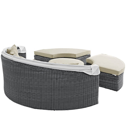 Summon Canopy Outdoor Patio Sunbrella® Daybed - Antique Canvas Beige