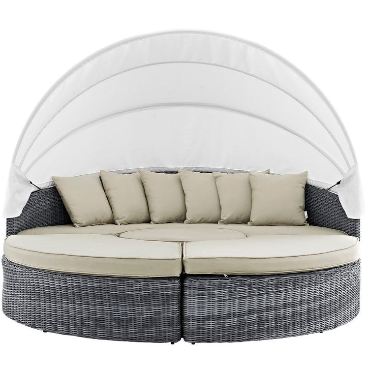 Summon Canopy Outdoor Patio Sunbrella® Daybed - Antique Canvas Beige