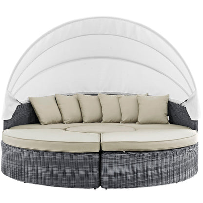 Summon Canopy Outdoor Patio Sunbrella® Daybed - Antique Canvas Beige
