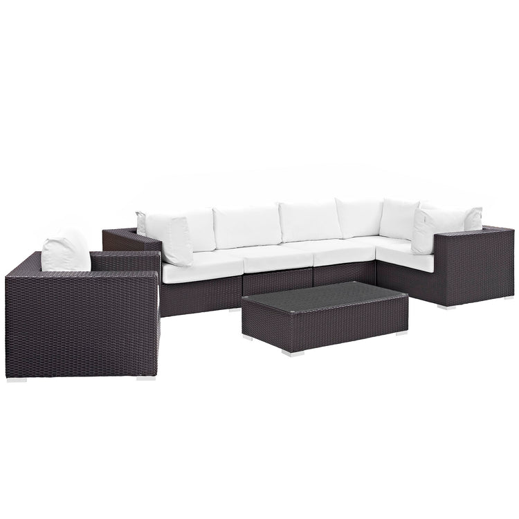 Convene 7 Piece Outdoor Patio Sectional Set - Espresso White