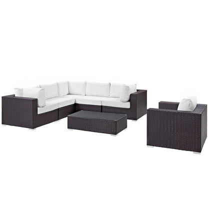 Convene 7 Piece Outdoor Patio Sectional Set - Espresso White