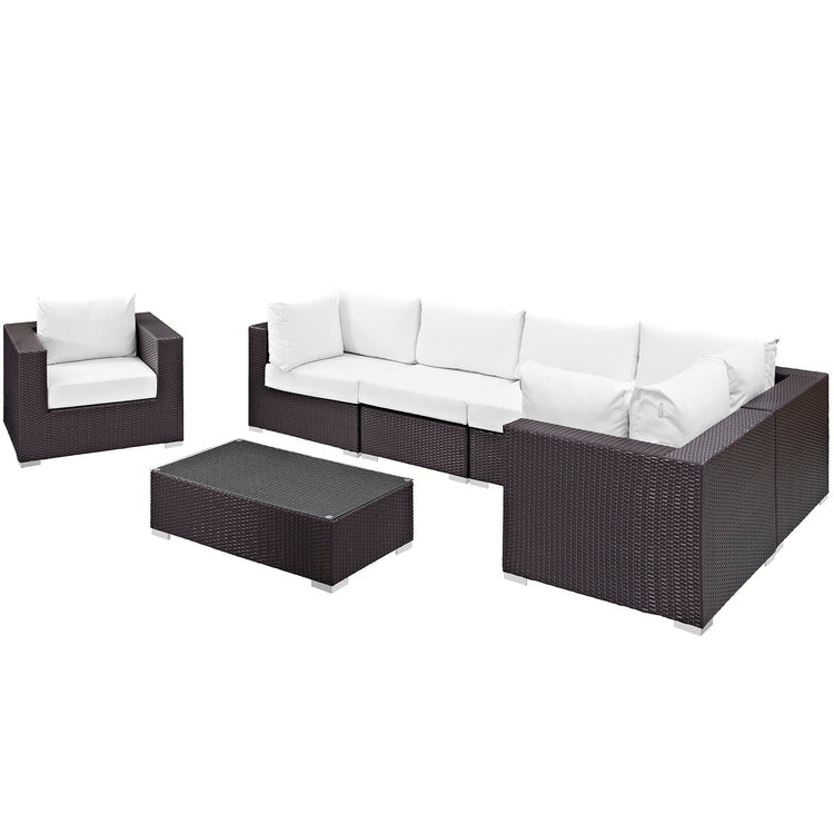Convene 7 Piece Outdoor Patio Sectional Set - Espresso White