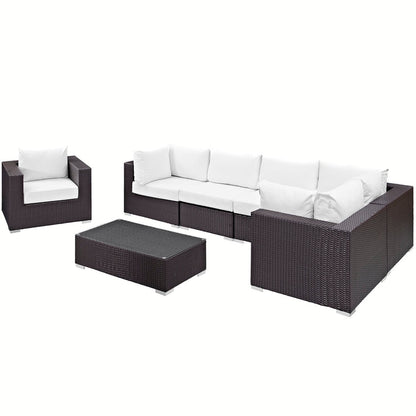 Convene 7 Piece Outdoor Patio Sectional Set - Espresso White