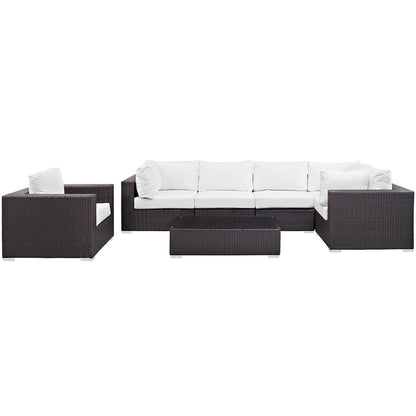 Convene 7 Piece Outdoor Patio Sectional Set - Espresso White
