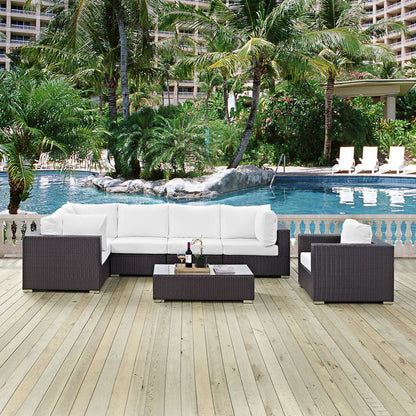 Convene 7 Piece Outdoor Patio Sectional Set - Espresso White