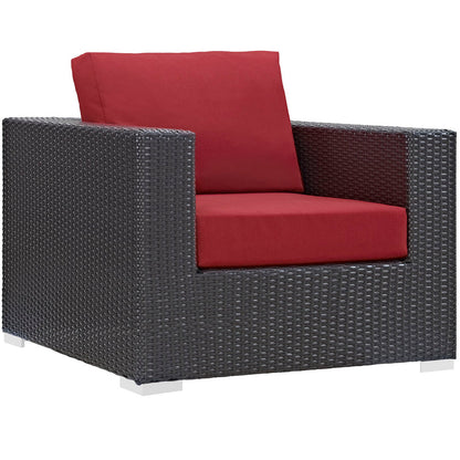 Convene 5 Piece Outdoor Patio Sofa Set - Espresso Red