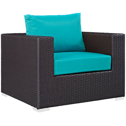 Convene 5 Piece Outdoor Patio Sofa Set - Espresso Turquoise