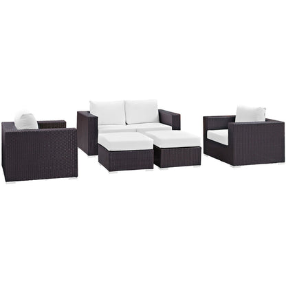 Convene 5 Piece Outdoor Patio Sofa Set - Espresso White