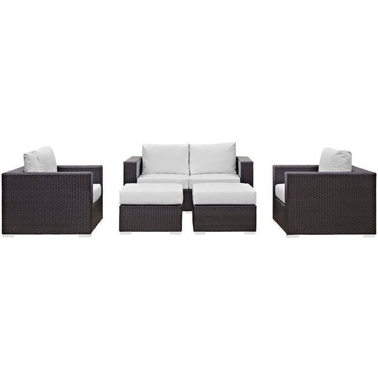 Convene 5 Piece Outdoor Patio Sofa Set - Espresso White