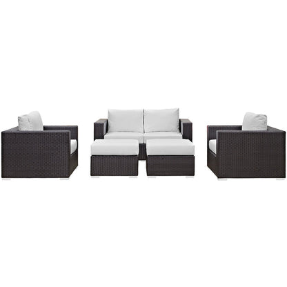 Convene 5 Piece Outdoor Patio Sofa Set - Espresso White