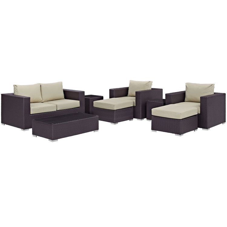 Convene 8 Piece Outdoor Patio Sofa Set - Espresso Beige