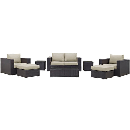 Convene 8 Piece Outdoor Patio Sofa Set - Espresso Beige