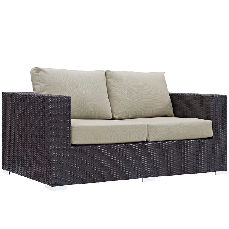 Convene 8 Piece Outdoor Patio Sofa Set - Espresso Beige
