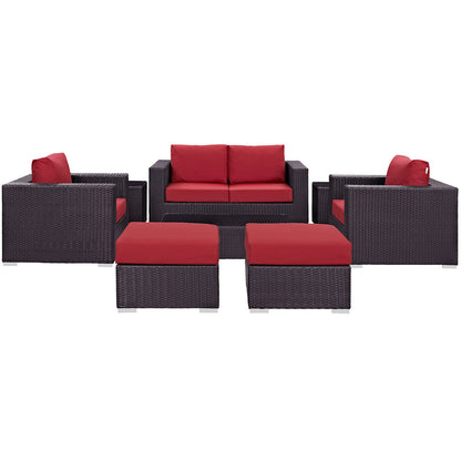 Convene 8 Piece Outdoor Patio Sofa Set - Espresso Red