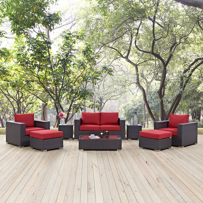 Convene 8 Piece Outdoor Patio Sofa Set - Espresso Red