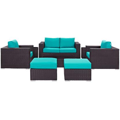 Convene 8 Piece Outdoor Patio Sofa Set - Espresso Turquoise