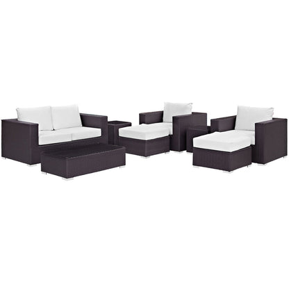 Convene 8 Piece Outdoor Patio Sofa Set - Espresso White