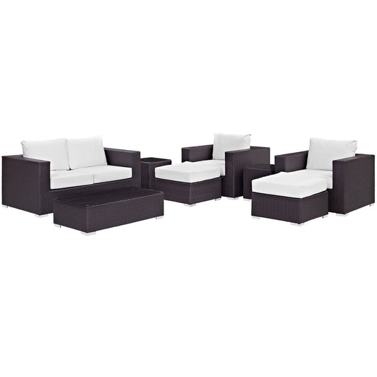 Convene 8 Piece Outdoor Patio Sofa Set - Espresso White