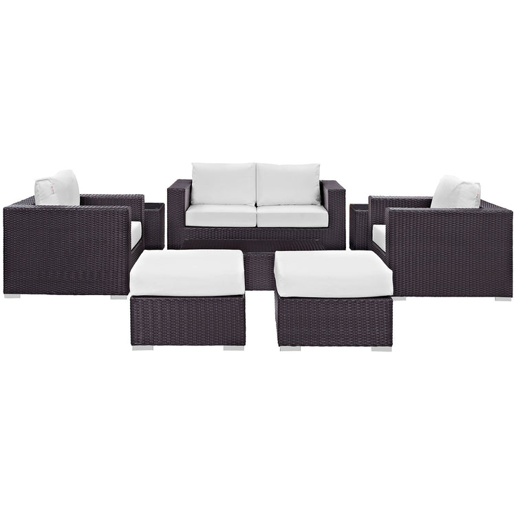 Convene 8 Piece Outdoor Patio Sofa Set - Espresso White