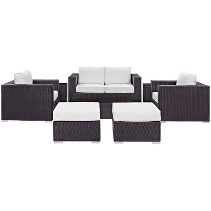 Convene 8 Piece Outdoor Patio Sofa Set - Espresso White