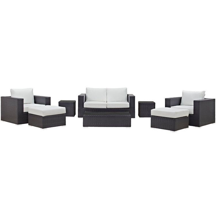 Convene 8 Piece Outdoor Patio Sofa Set - Espresso White