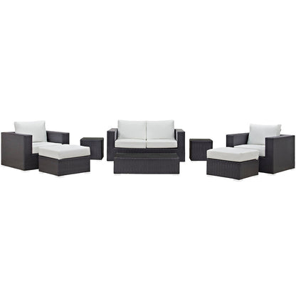 Convene 8 Piece Outdoor Patio Sofa Set - Espresso White