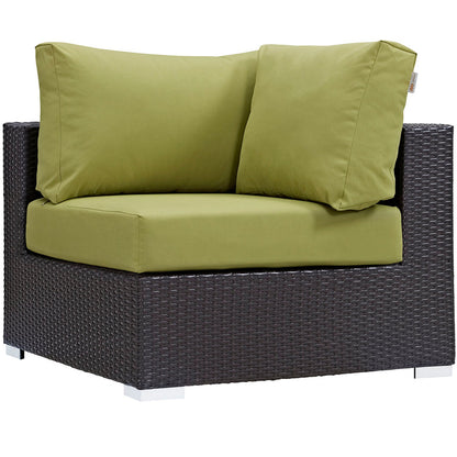 Convene 5 Piece Outdoor Patio Sectional Set - Espresso Peridot