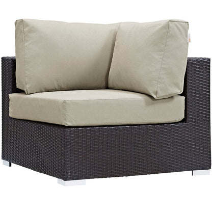 Convene 7 Piece Outdoor Patio Sectional Set - Espresso Beige