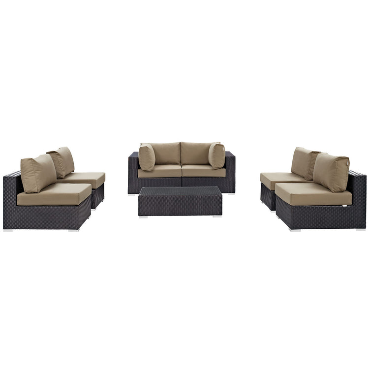 Convene 7 Piece Outdoor Patio Sectional Set - Espresso Mocha