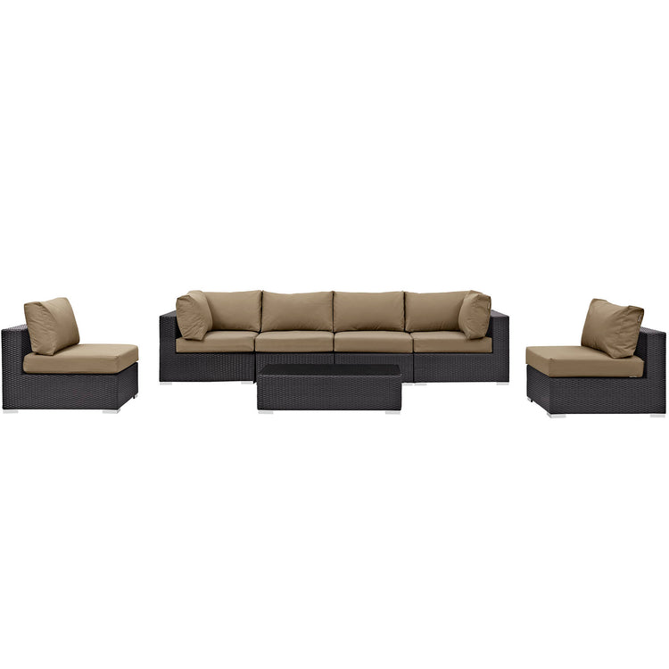 Convene 7 Piece Outdoor Patio Sectional Set - Espresso Mocha