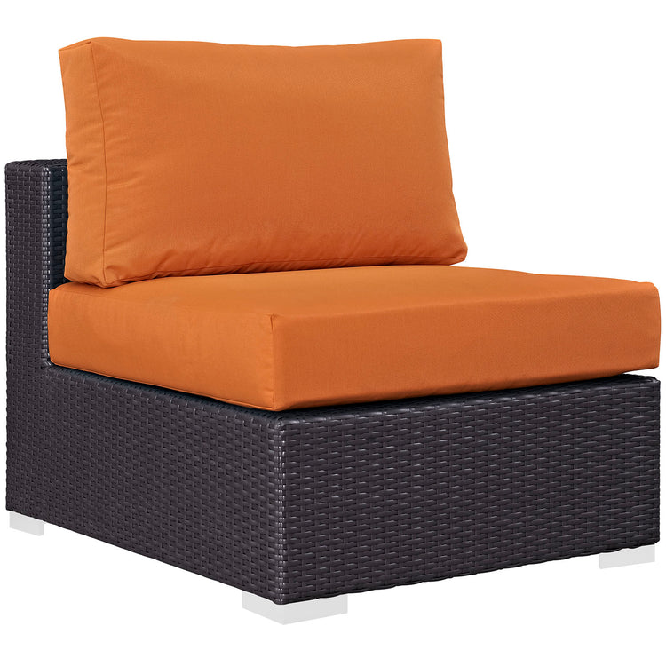 Convene 7 Piece Outdoor Patio Sectional Set - Espresso Orange