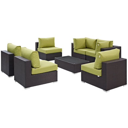 Convene 7 Piece Outdoor Patio Sectional Set - Espresso Peridot